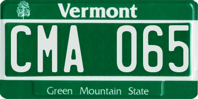 VT license plate CMA065