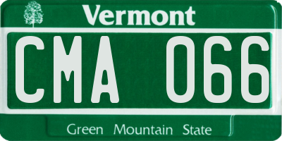 VT license plate CMA066