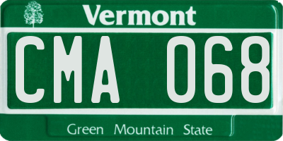 VT license plate CMA068