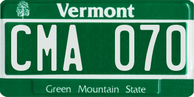 VT license plate CMA070