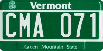 VT license plate CMA071