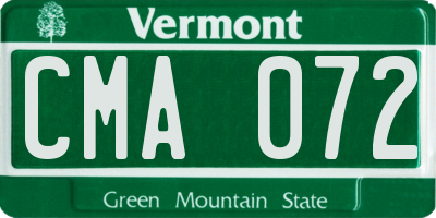 VT license plate CMA072