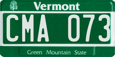 VT license plate CMA073