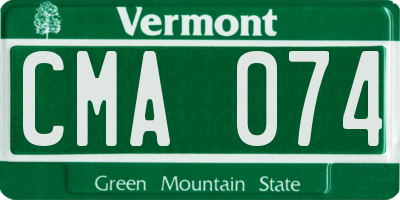 VT license plate CMA074
