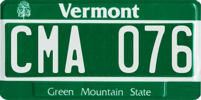 VT license plate CMA076