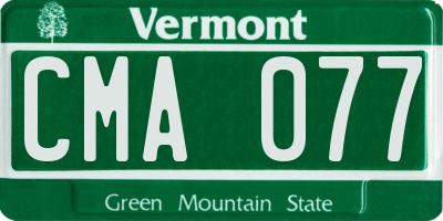 VT license plate CMA077