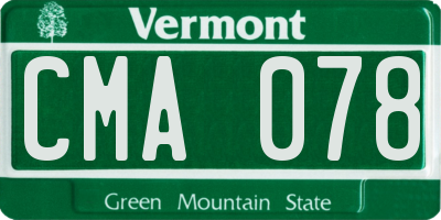 VT license plate CMA078
