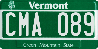 VT license plate CMA089