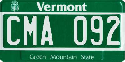 VT license plate CMA092
