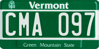 VT license plate CMA097