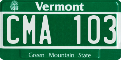 VT license plate CMA103