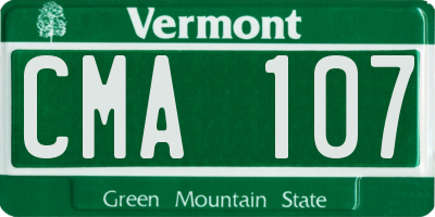 VT license plate CMA107