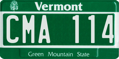 VT license plate CMA114