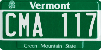 VT license plate CMA117