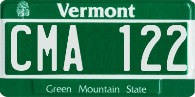 VT license plate CMA122