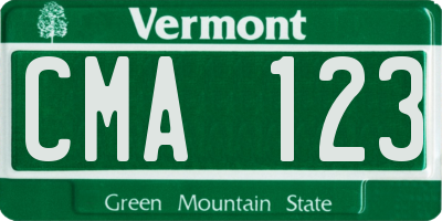 VT license plate CMA123