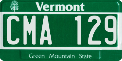 VT license plate CMA129