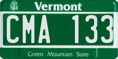 VT license plate CMA133