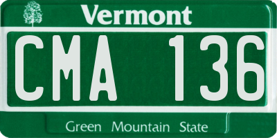 VT license plate CMA136