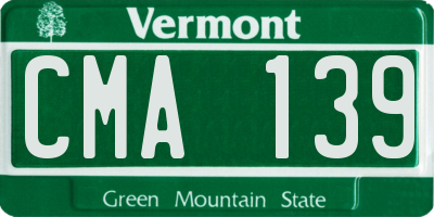 VT license plate CMA139