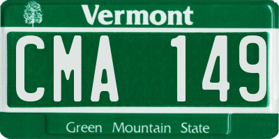 VT license plate CMA149
