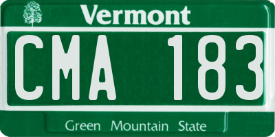 VT license plate CMA183