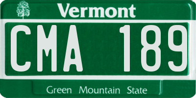 VT license plate CMA189