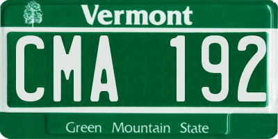 VT license plate CMA192