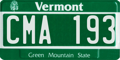VT license plate CMA193