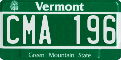 VT license plate CMA196