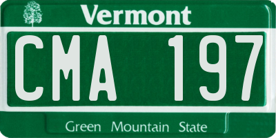 VT license plate CMA197