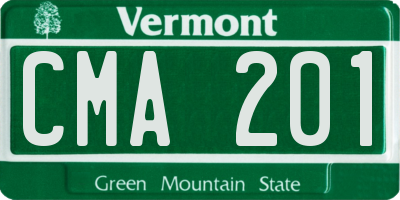 VT license plate CMA201