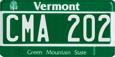 VT license plate CMA202