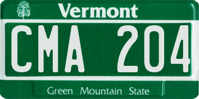 VT license plate CMA204