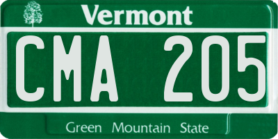 VT license plate CMA205