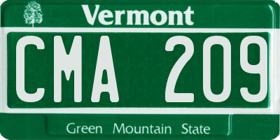VT license plate CMA209