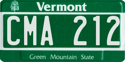 VT license plate CMA212