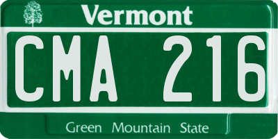 VT license plate CMA216