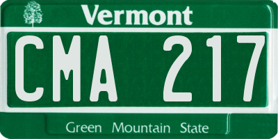 VT license plate CMA217