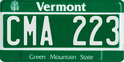 VT license plate CMA223