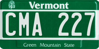 VT license plate CMA227