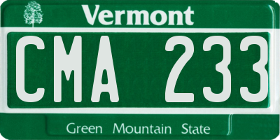 VT license plate CMA233