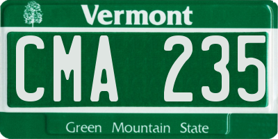 VT license plate CMA235