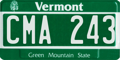 VT license plate CMA243