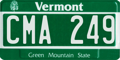 VT license plate CMA249