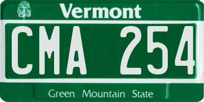 VT license plate CMA254