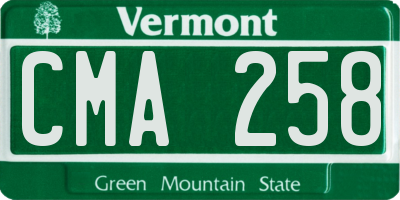 VT license plate CMA258