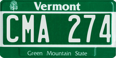 VT license plate CMA274