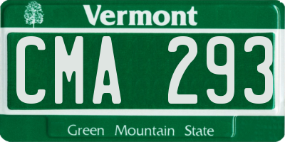 VT license plate CMA293