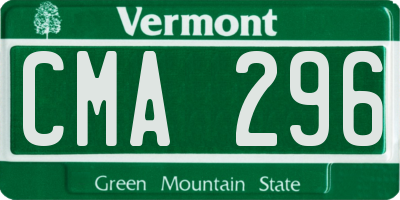 VT license plate CMA296